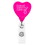 Custom Heart Hot Pink Retractable Badge Reel (Polydome), 1.25" W X 3.5" H X 0.31" D, Price/piece