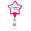 Custom Star Hot Pink Retractable Badge Reel (Polydome), 1.25" W X 3.5" H X 0.31" D, Price/piece