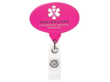 Custom Jumbo Hot Pink Oval Retractable Badge Reel (Polydome), 2.13
