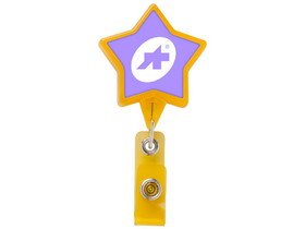 Custom Jumbo Star Retractable Badge Reel (Polydome), 1.89" W X 3.8" H X 0.43" D