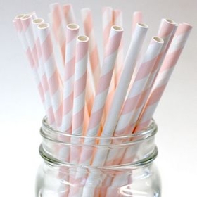 Paper Straws BLANK- 7.70" x .25" Biodegradable Pink