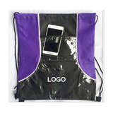 Custom Front Clear Pouch Drawstring Backpack, 13