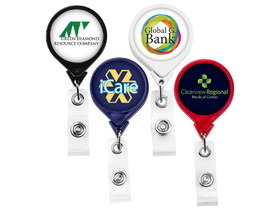 Custom Magnet Back Jumbo Round Badge Reel (Polydome), 1.5" L X 3.5" H X 0.52" D