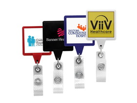 Custom Jumbo Anti-Microbial Square Retractable Badge Reel (Label Only), 1.5" W X 3.5" H X 0.4" D