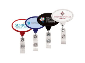 Custom Jumbo Anti-Microbial Oval Retractable Badge Reel (Label Only), 2.1" W X 3.5" H X 0.4" D