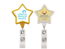 Custom Jumbo Anti-Microbial Star Retractable Badge Reel (Label Only), 1.89" W X 3.8" H X 0.43" D