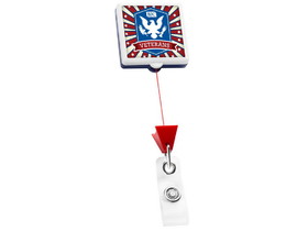 Custom Jumbo Patriot Square Retractable Badge Reel (Label Only), 1.5" W X 3.5" H X 0.4" D