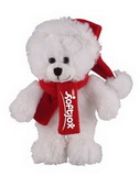 Custom Soft Plush White Bear with Christmas Scarf and Hat 8
