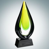 Custom Art Glass Goldfinch Award with Black Base (L), 13 1/2