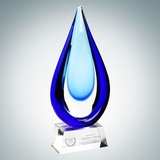 Custom Art Glass Aquatic Award with Clear Base (L), 13 1/2