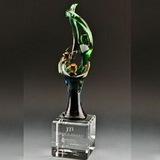 Custom Crystal Cooperation Award (Sandblasted), 3 1/2