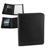Custom Mobile Office Universal Tablet Leather Zipper Portfolio, 10 1/2