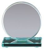 Blank Premium Jade Glass Circle Award Mounted on Glass Base (4
