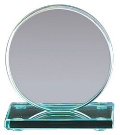 Blank Premium Jade Glass Circle Award Mounted on Glass Base (4"x4 1/2")