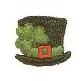Custom Holiday Embroidered Applique - Top Hat W/ Shamrock