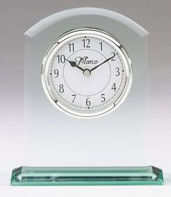 Blank Glass Award w/ Quartz Movement Clock w/ Arabic Numerals (4 3/4"x6 1/2")