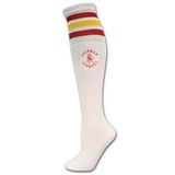 Custom Mediumweight Cotton Striped Tube Socks with Printed Applique