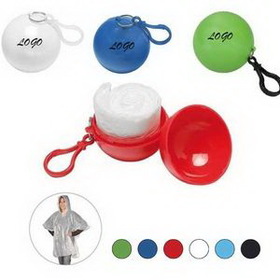 Custom Plastic PE Raincoat Poncho With ABS Ball, 42 1/4" L x 35 1/2" W