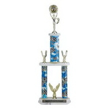 Custom Triple Column Racing Trophy w/Figure & Medallion Insert (29 1/2