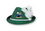 Forest Green Vel-Felt Alpine Hat w/ Custom Shaped Faux Leather Icon, Price/piece