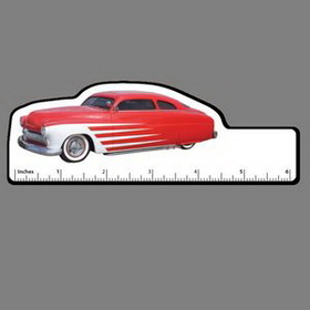 Custom 6" Ruler W/ Full Color Red & White Antique Hot Rod Car