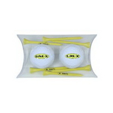 Custom 2 Ball Pillow Pack w/2 Plain White Golf Ball & Six 2 3/4