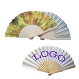 Custom Wood cloth Foldable Fan, 8 3/4