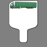 Custom Hand Held Fan W/ Full Color Semi-Truck (Green), 7 1/2