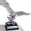 Custom 15" Electroplated Silver Resin Eagle Trophy w/Black Wood Base, Price/piece