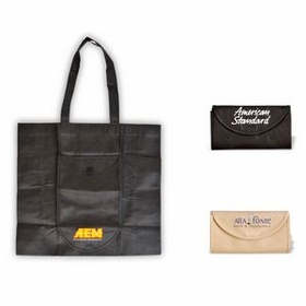 Custom Two Tone Expandable Poly Tote, Grocery Shopping Bag, 15.75" L x 15.5" W x 1/2" H