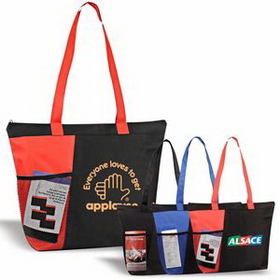 Custom Tote bags, Zipper Top Bottle Tote, Resusable Grocery bag, Grocery Shopping Bag, Travel Tote, 18" L x 13.5" W x 5.5" H