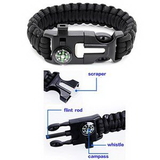 Custom Multi-functional Paracord Bracelet with Compass and Whistle, 9 4/5