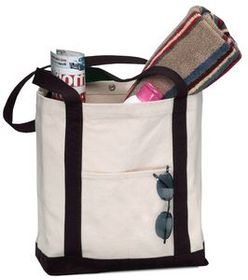 2 Tone Canvas Boat Bag with Snap Closure - Blank (17"x13"x5")
