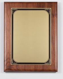Blank Walnut Plaque w/ Brush Brass Plate & Square Corners (8"x10 1/2")