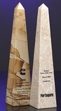 Custom Teak Exotic Genuine Marble Obelisk Award (12