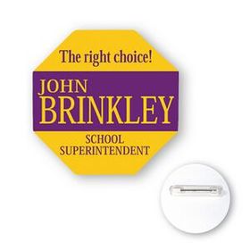 Custom 2" X 2" Octagon Shape Chipboard Advertising Political Campaign Button