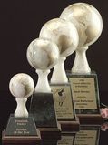 Custom White Genuine Marble Grand World Globe Award w/ Green Base (11