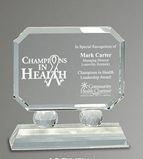 Custom Crystal Octagon Award on Clear Pedestal Base (5 1/2