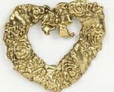 Custom Floral Wreath Heart/ Bow Stock Cast Pin