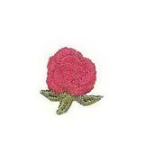 Custom Floral Embroidered Applique - Red Rose Flower