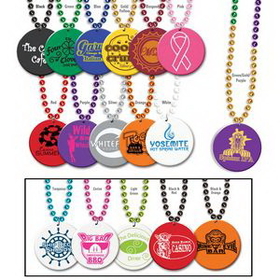 Custom 33" Print-N-Toss Medallion Beads w/ 1-color Direct Imprinted Medallion