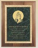 Blank Genuine Walnut Plaque w/ Green Brass Engraving Plate (9