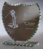 Custom Small Jade Glass Shield Award w/ Pearl Edge