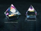 Custom Rainbow Mounted Pyramid Crystal Award Trophy., 2.75