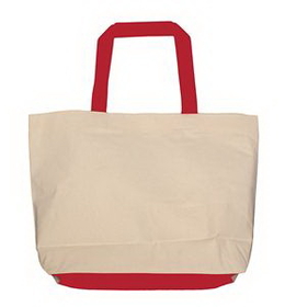 Custom Lined Jumbo Tote Bag with Contrasting Handles/Gusset, 20" W x 15" H x 5.5" D