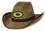 2-Tone Western Hat w/ Brown Trim & Band w/ Custom Shaped Faux Leather Icon, Price/piece