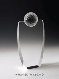 Custom Golf Award Crystal Award Trophy., 9" L x 5" W x 2.375" H