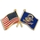 Blank North Dakota & Usa Crossed Flag Pin, 1 1/8" W, Price/piece