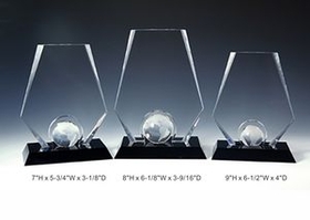 Custom Premier Globe Optical Crystal Award Trophy., 8" L x 6.125" W x 3.5625" H