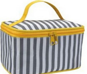 Custom Tone To Tone Stripe Cosmetic Bag (6-1/2"x4-1/2"x3-1/2")